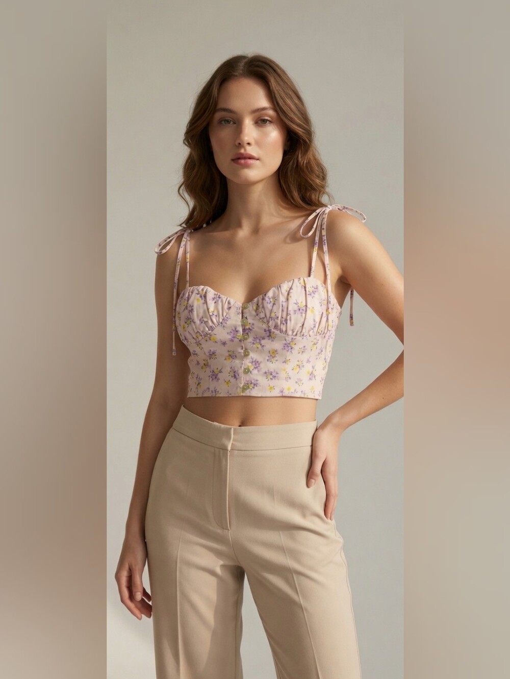 Zara Floral Bustier Crop Top Small Festival Fairy Grunge Preppy Bohemian Fairy